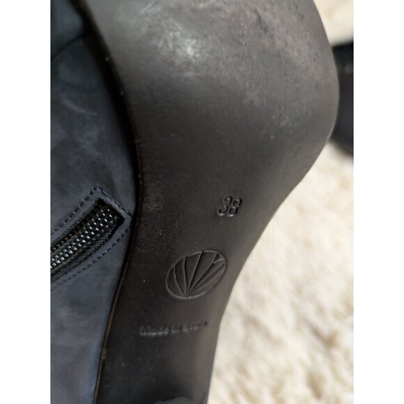 Coclico Lilac Leather Navy Tall Boots Block Heel & Side Zipper Design, Size 38 - Picture 8 of 11